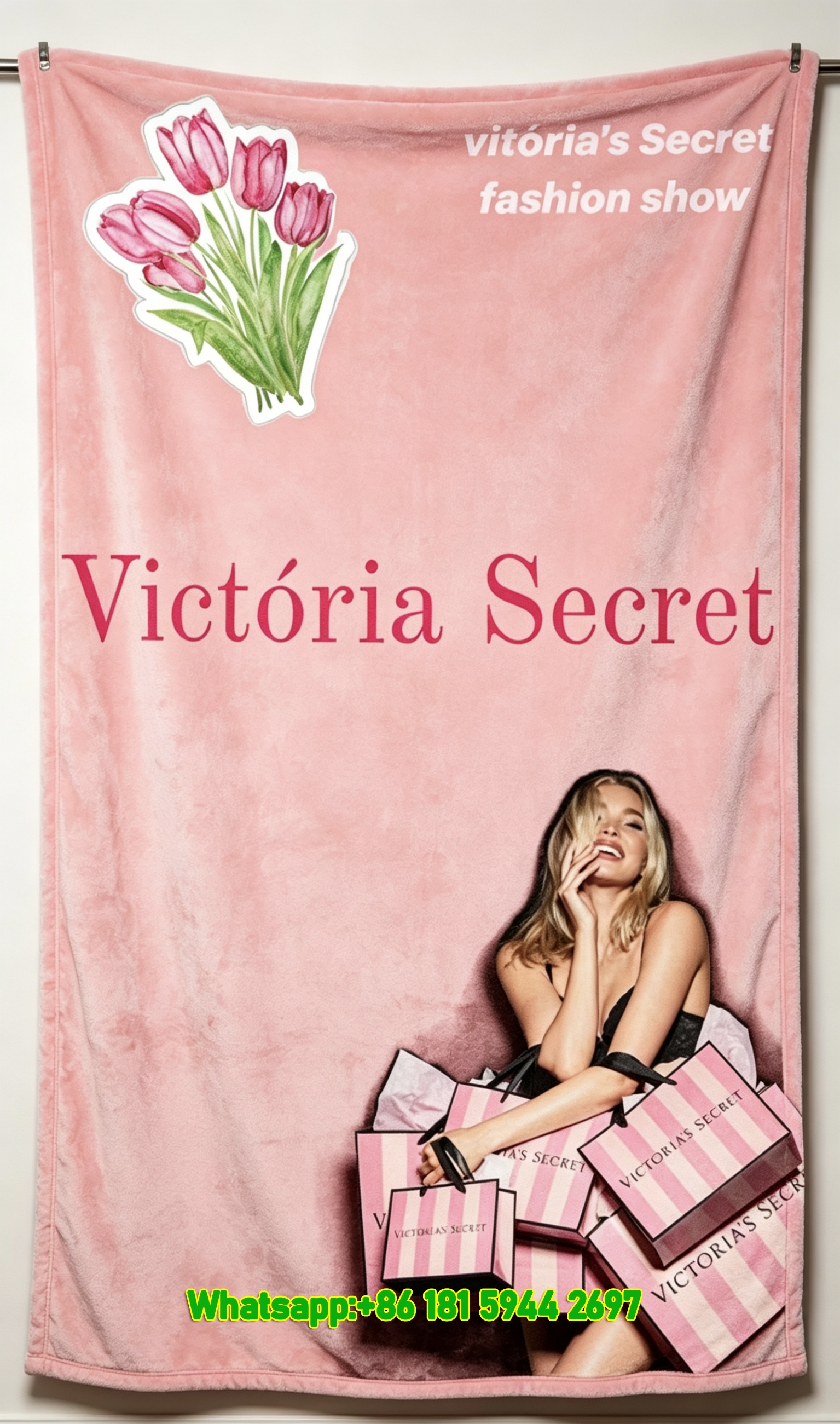 Victoria's Secret Pink Tulip Flannel Sofa Throw Blanket Soft Warm Luxury Brand Blanket V224